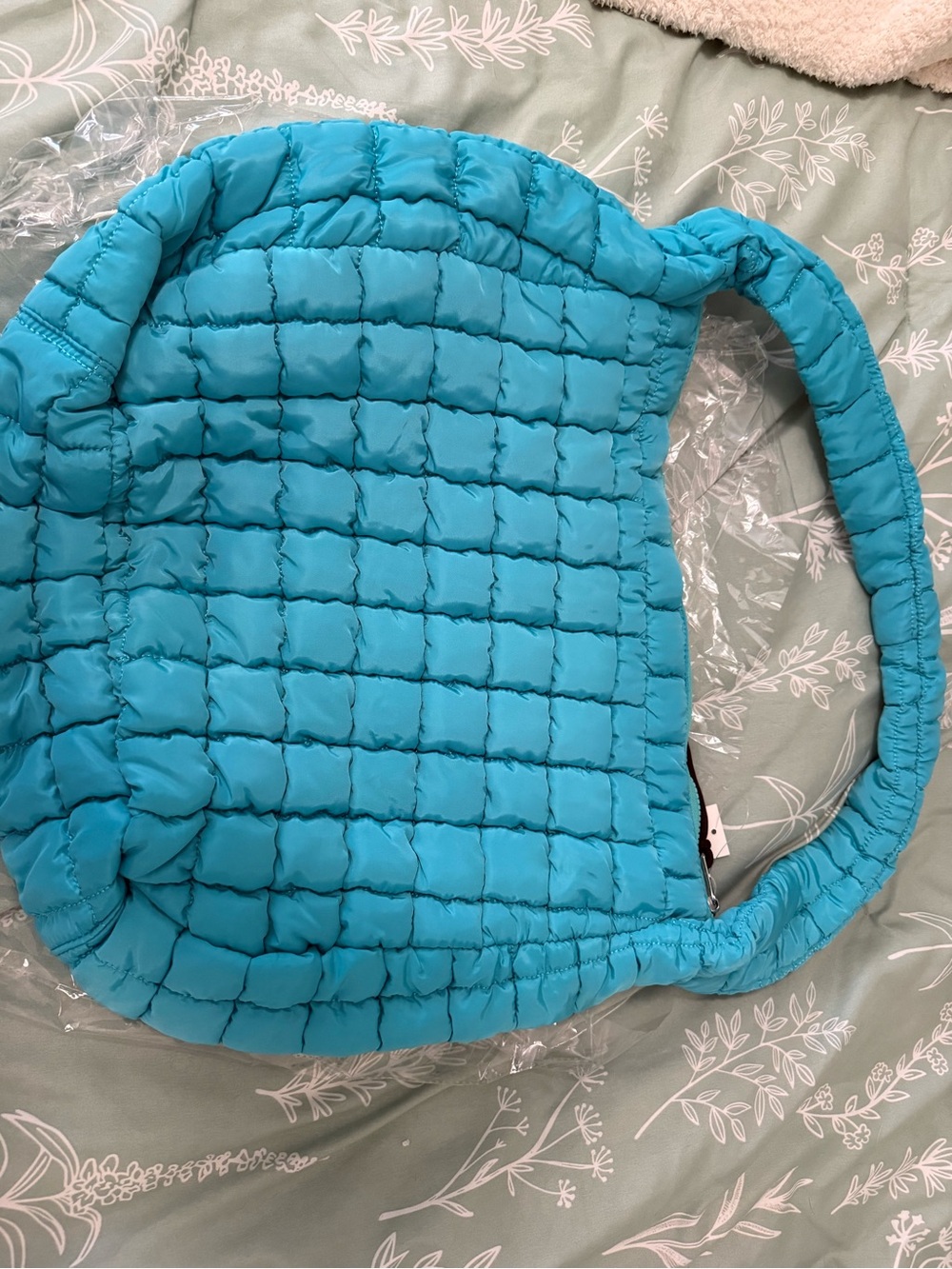 Katydid Quilted Turquoise Shoulder Bag